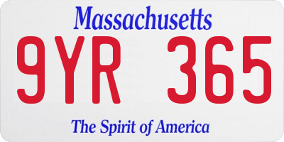 MA license plate 9YR365