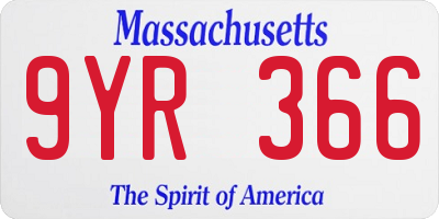 MA license plate 9YR366