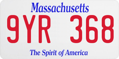 MA license plate 9YR368