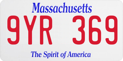 MA license plate 9YR369