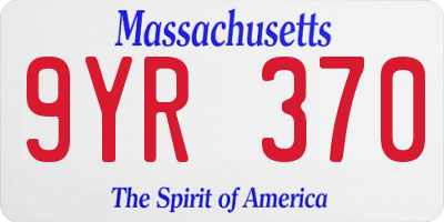 MA license plate 9YR370