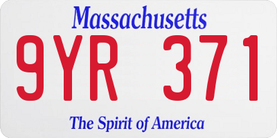 MA license plate 9YR371
