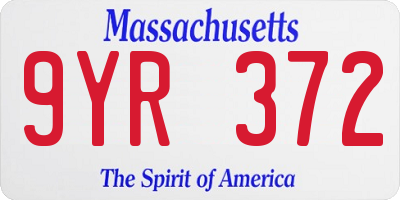 MA license plate 9YR372