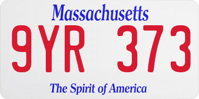 MA license plate 9YR373