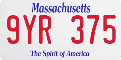 MA license plate 9YR375