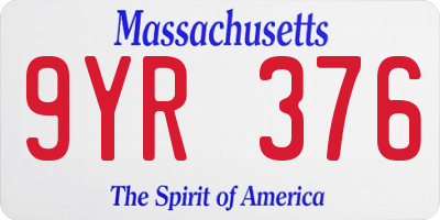 MA license plate 9YR376