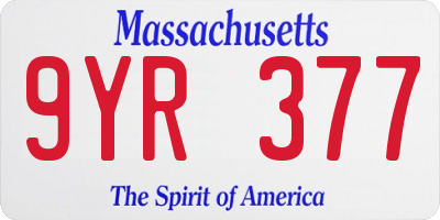 MA license plate 9YR377