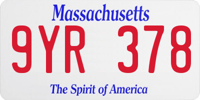 MA license plate 9YR378