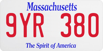 MA license plate 9YR380