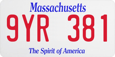MA license plate 9YR381