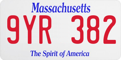 MA license plate 9YR382