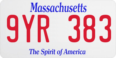 MA license plate 9YR383