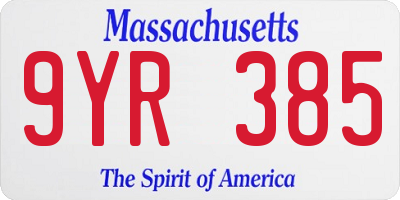 MA license plate 9YR385