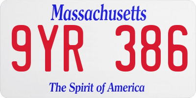 MA license plate 9YR386