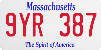 MA license plate 9YR387
