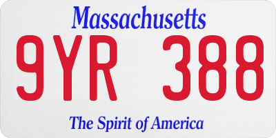 MA license plate 9YR388