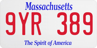 MA license plate 9YR389