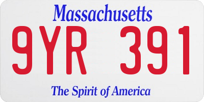 MA license plate 9YR391
