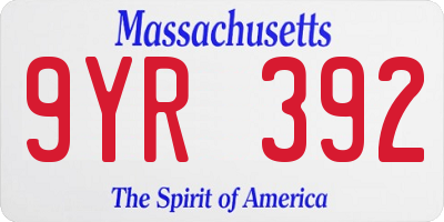 MA license plate 9YR392