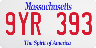 MA license plate 9YR393