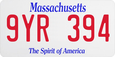 MA license plate 9YR394
