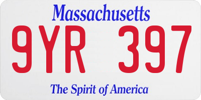 MA license plate 9YR397