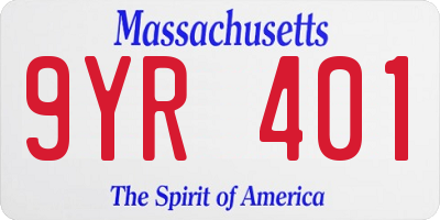 MA license plate 9YR401