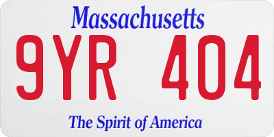 MA license plate 9YR404