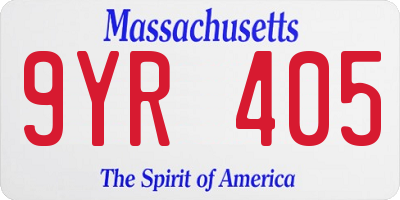 MA license plate 9YR405