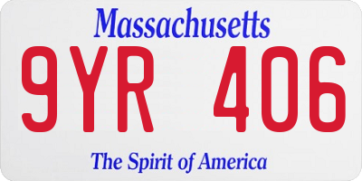 MA license plate 9YR406