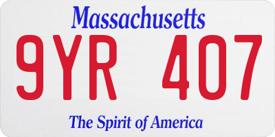 MA license plate 9YR407