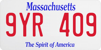 MA license plate 9YR409