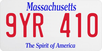 MA license plate 9YR410