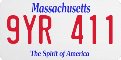 MA license plate 9YR411