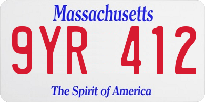 MA license plate 9YR412