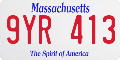 MA license plate 9YR413