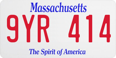 MA license plate 9YR414