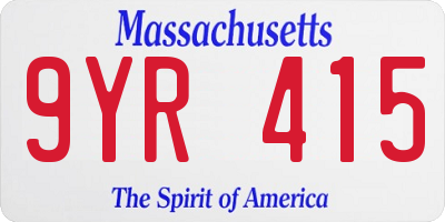 MA license plate 9YR415