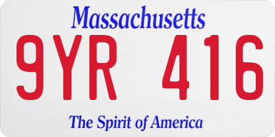 MA license plate 9YR416