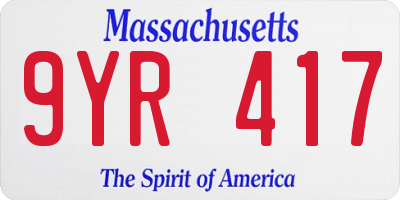 MA license plate 9YR417