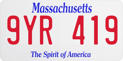 MA license plate 9YR419