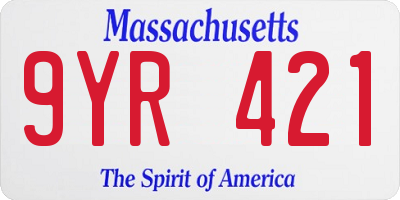 MA license plate 9YR421