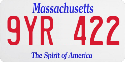 MA license plate 9YR422