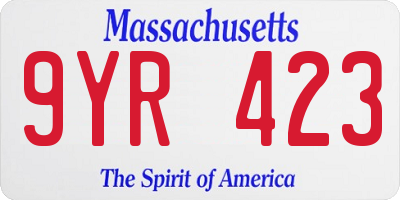 MA license plate 9YR423