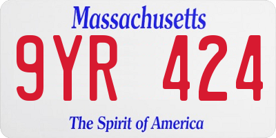 MA license plate 9YR424