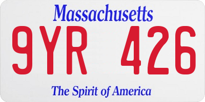 MA license plate 9YR426
