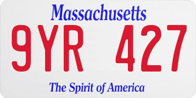 MA license plate 9YR427