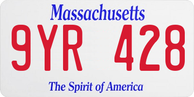 MA license plate 9YR428