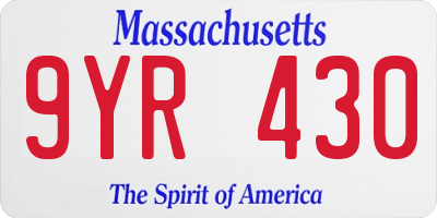 MA license plate 9YR430