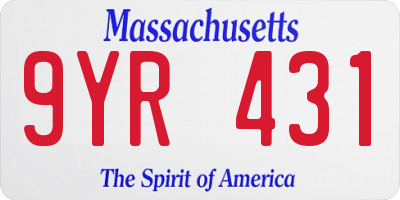 MA license plate 9YR431